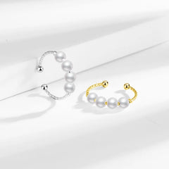 Imitation Pearl Opening Adjustable Rings Women Niche High-end Retro Elegant InstaStyle Trendy Index Finger Rings Accessories