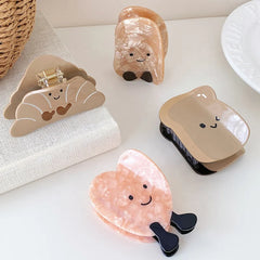 Cute Heart Shaped Smile Acetate Hair Claw Clips for Girls Sweet Fashion Trendy Haarspange for Women Ladies Hair Accessories