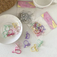 Girls Imitation Pearl Solid Colored Thick Thin Hair Scrunchies Fashion Simple Sweet in Stock Hair Ties Accessory for Kids Daily
