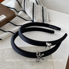 Solid Color Classic Butterfly Bowknot Glitter Head Band for Girls Sweet Chic Simple Hair Band for Women Ladies Hair Accessories