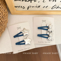 Minimalistic Denim Star Animal Hair Clips for Baby Girls Sweet Fashion Cute Snap Clips for Kids Children Hair Accessories Chic