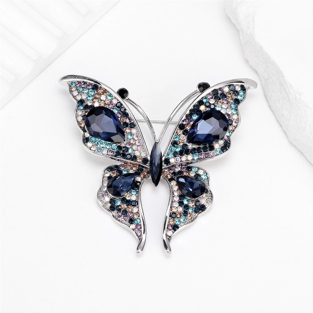 Fashion Glitter Rhinestone Sweet Butterfly Brooches for Girls Elegant Pins Jewelry for Women Ladies Accessories Wholesale Chic