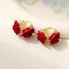 Sweet Glitter Rhinestone Cat Animals Swan Drop Earrings for Girls Flowers Rose Elegant Jewelry for Women Ladies Accessories