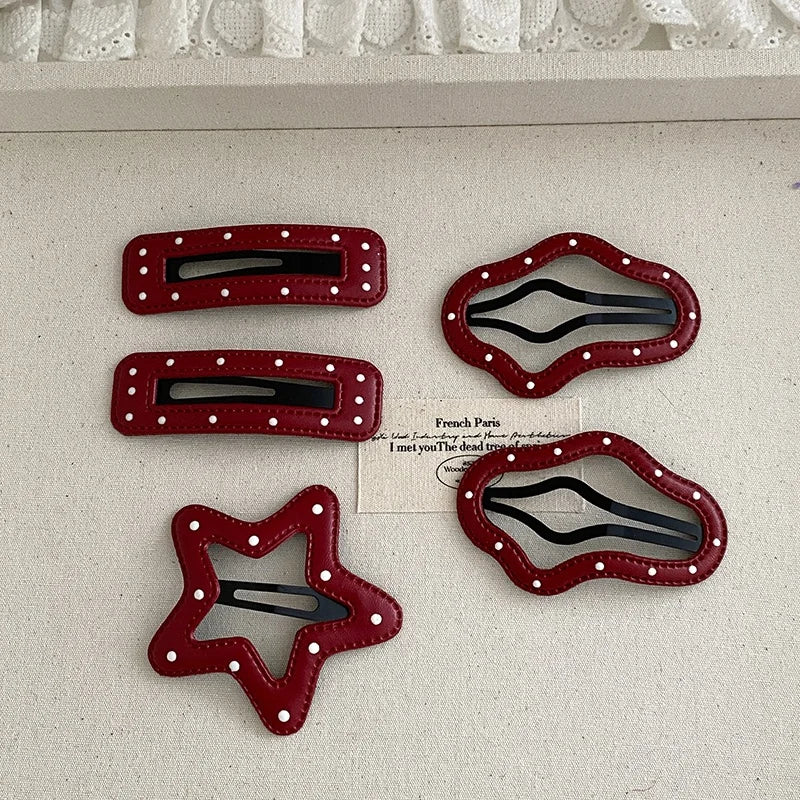 Fashion Red Star Polka Dot Hair Clips for Baby Girls Trendy Simple Classic Snap Clips for Kids Children Hair Accessories Chic