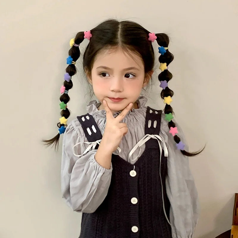 Cute Sweet Fashion Scrunchies for Baby Girls Star Ball Kawaii Trendy Winter Hair Ties for Kids Children Hair Accessories Chic