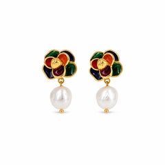 Fashion Freshwater Pearl Sweet Elegant S925 Silver Drop Earrings for Girls 18K Gold Plated Jewelry for Women Ladies Wholesale