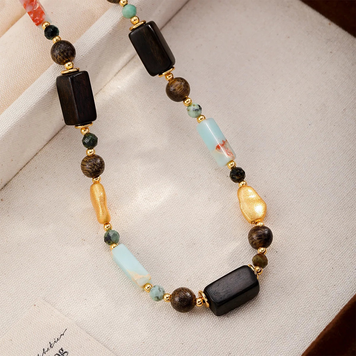 Women Brown Green Natural African Turquoise Jasper Copper Beads Necklace Fashion Vintage Charms in Stock Jewelry for Female
