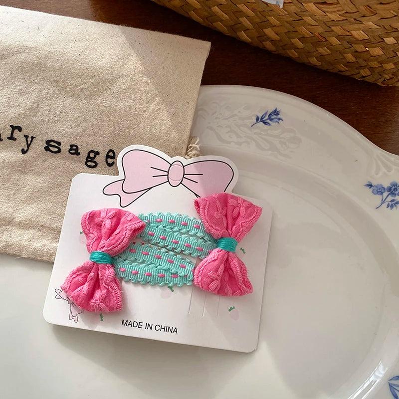 Fashion Cute Bowknot Imitation Pearl Hair Clips for Baby Girls Trendy Stylish Snap Clips for Kids Children Hair Accessories