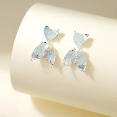 Fashion Glitter Luxurious Fine Charm Bowknot Drop Earrings for Girls Ocean Trendy Jewelry for Women Ladies Accessories Chic