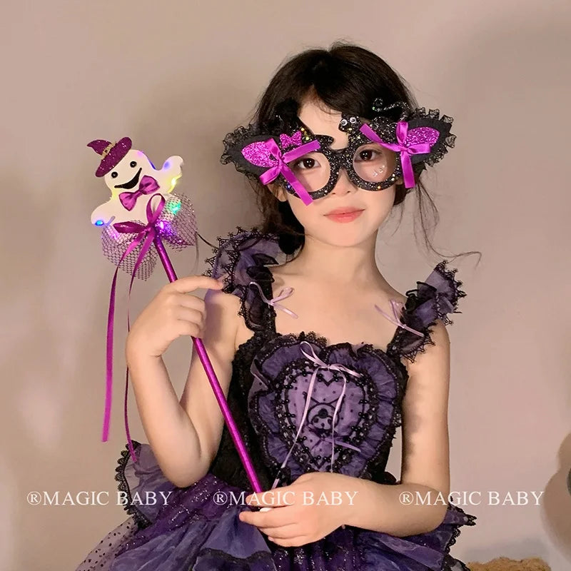 Halloween Magic Wand Spider Ghost Pumpkin Bat Rose Gothic Style Party Accessory for Kids Girls Spell Casting Cosplay for Child