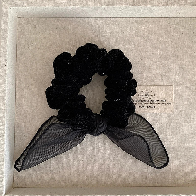 Fashion Trendy Simple Minimalistic Bowknot Scrunchies for Girls Solid Color Elegant Hair Ties for Women Ladies Hair Accessories