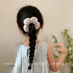 Solid Color Flower Bowknot Scunchies for Baby Girls Simple Minimalistic Elegant Hair Ties for Kids Children Hair Accessories