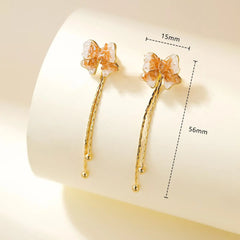 Trendy Dainty Tassel Bowknot Drop Earrings for Girls Elegant Glamorous Jewelry for Women Ladies Accessories Wholesale Charms