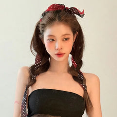 Hot Sale Women Red Green Ribbon Dots Comb Headband Fashion Elegant Wholesale in Stock Hairbands Accessories for Female Daily