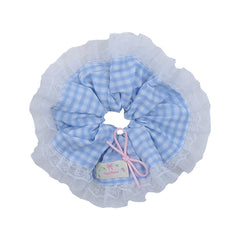 Cute Elegant Stripe Plaid Lace Sweet Scrunchies Baby Girls Graceful Fashion High Quality Durable Hair Ties Kids Children Hair