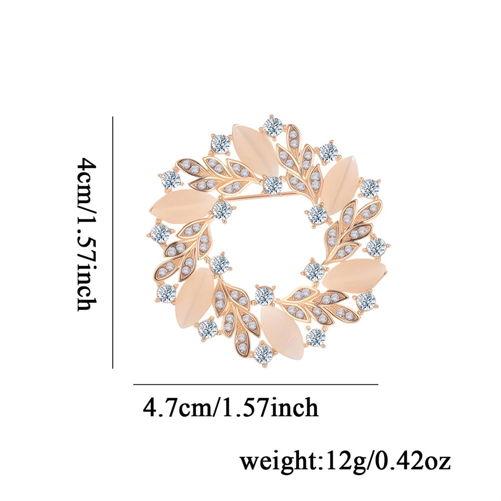 Fashion Sweet Elegant Glitter Rhinestone Brooches for Girls Luxury Leafs Pins Jewelry for Women Ladies Accessories Hot Sale