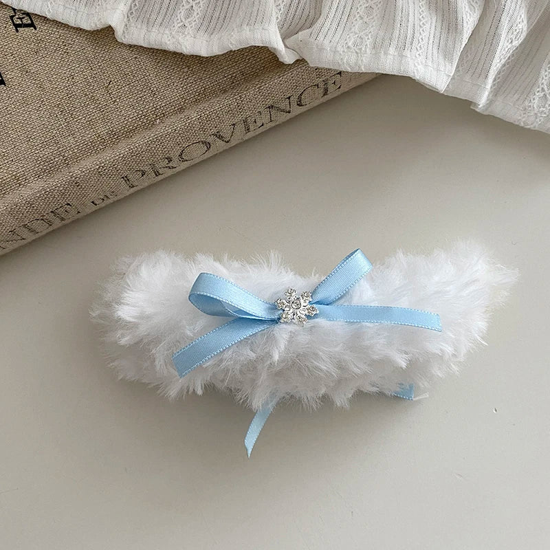 Fashion Fluffy Cute Sweet Bowknot Hair Clips for Girls Elegant Graceful Banana Clips for Women Ladies Hair Accessories Female