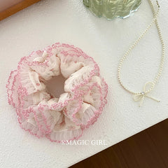 Sweet Cute Elegant Pink Flower Scrunchies for Girls Korean Style Princess Hair Ties for Women Ladies Hair Accessories in Stock