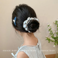 Solid Color Lustrous Fashion Scrunchies for Baby Girls Trendy Stylish Hair Ties for Kids Children Hair Accessories in Stock