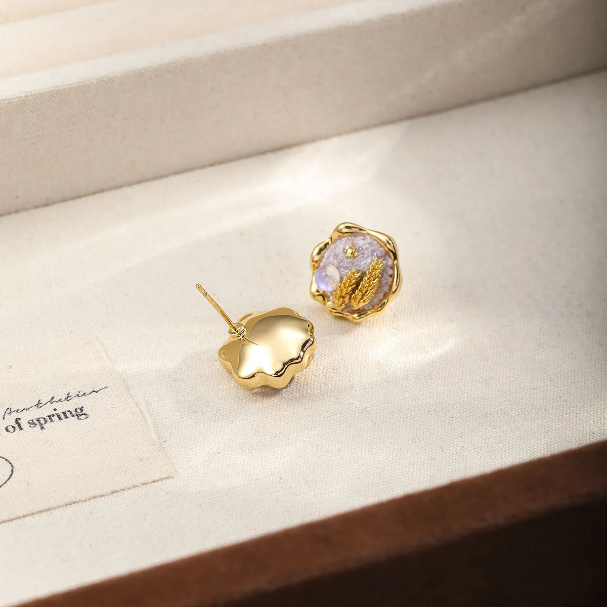 Fashion Glitter Glass Copper 18K Gold Plated Stud Earrings for Girls Sweet Elegant Jewelry for Women Ladies Wholesale Bulk