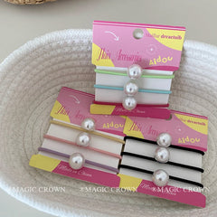 Women Solid Multiple Color Imitation Pearl Ponytail Holder Scrunchies Simple Classic in Stock Hair Ties Accessories for Female