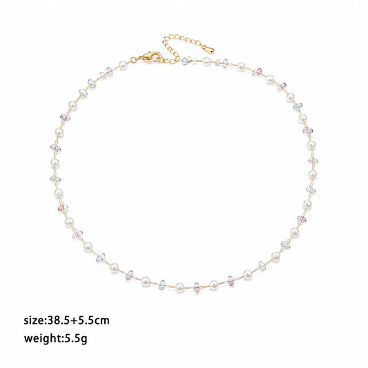 Fashion Glass Crystal Pearl Necklaces for Girls Sweet Elegant Trendy Jewelry for Women Ladies Wholesale China Manufacturer