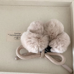 Women Plush Elastic Hair Ties Soft Fur Bow Hairband for Girl High-end Quality Korean Sweet Style Hair Ring Wholesale Accessories