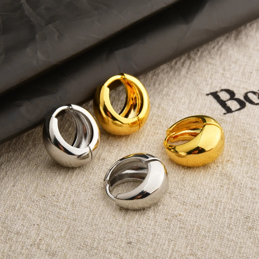 Korean Style Ins Round Matte Hoop Earrings Copper Plated Minimalist Solid Color Earrings Women's Simple Ear Jewelry Accessory