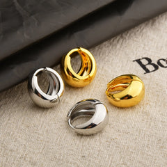Korean Style Ins Round Matte Hoop Earrings Copper Plated Minimalist Solid Color Earrings Women's Simple Ear Jewelry Accessory