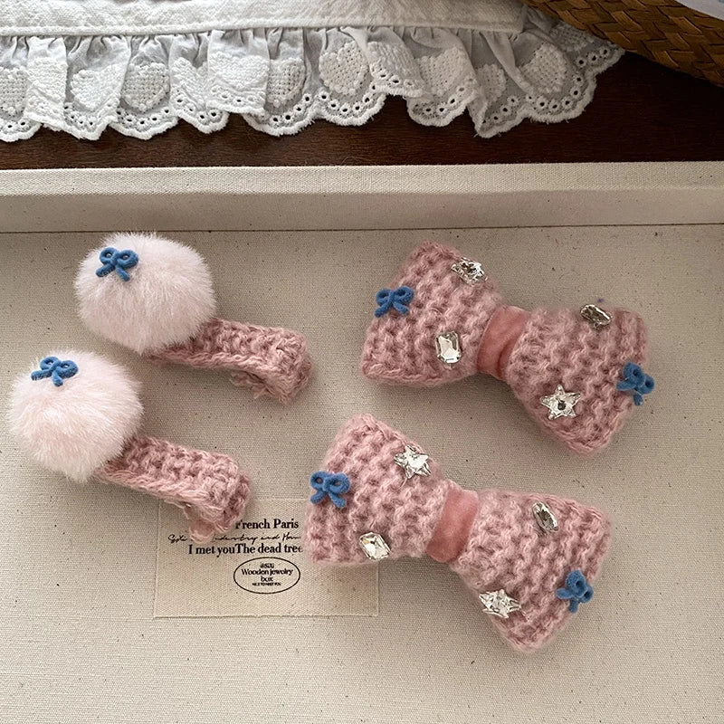 Pink Classic Solid Color Hair Clips for Baby Girls Cute Princess Style Alligators for Kids Children Hair Accessories Bowknot