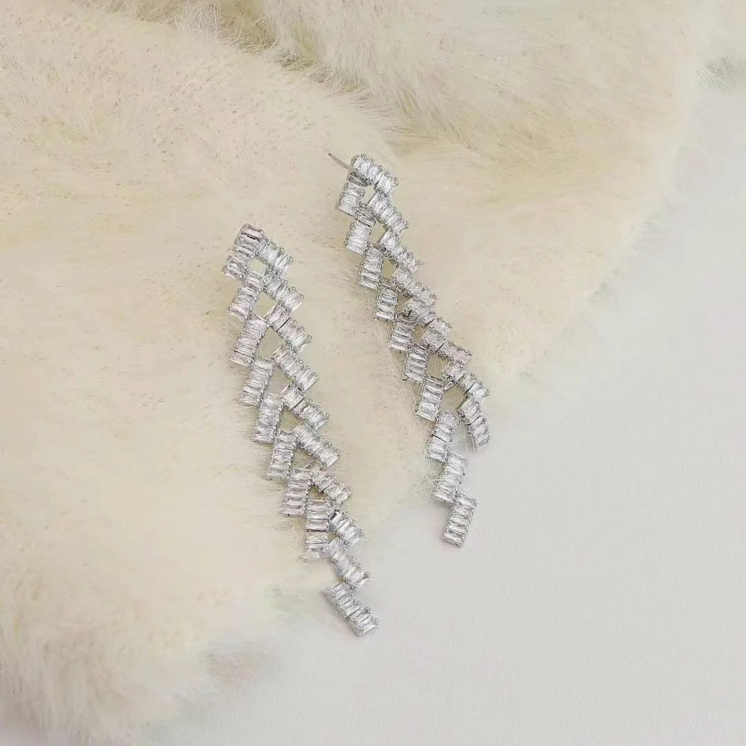 Women Star Wheat Spike-Shaped New Design Drop Earring Sparking Glitter Charms Fashion Wholesale Jewelry Accessories for Office