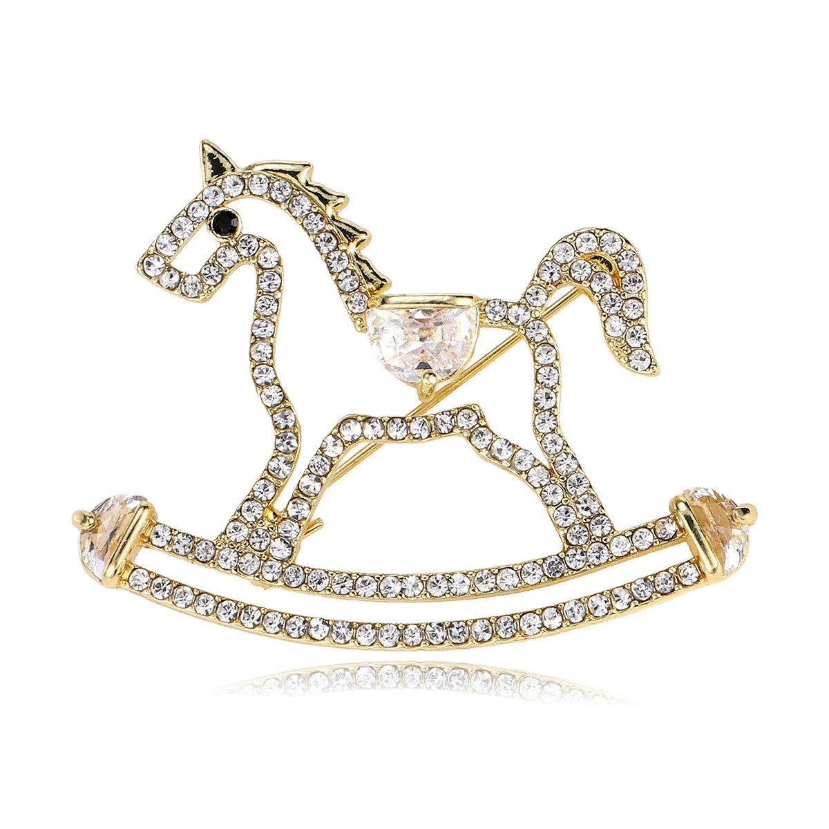Fashion Glitter Horses Animals Rhinestone Glitter Brooches Spaking Sweet Pins Jewelry for Women Ladies Accessories Wholesale