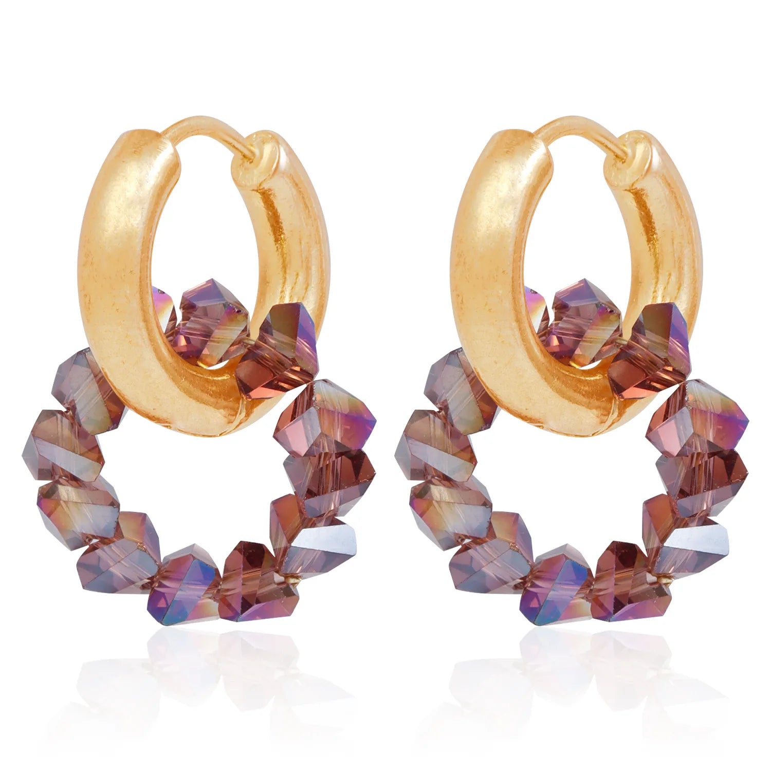 Fashion Rhinestone Hoop Earrings for Girls Sweet Elegant Insta Style Glamorous Dainty Jewelry for Women Ladies Accessories