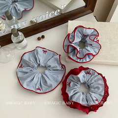 Girls Plaid Bowknot Double Layer Large Scrunchies Ponytail Holder Sweet Fashion Wholesale in Stock Hair Ties Accessories for Kid