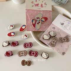 Fashion Trendy Cute Kitty Cat Hair Clips Sweet Animal Bowknot Alligators for Baby Girls for Party Hair Accessories Stock