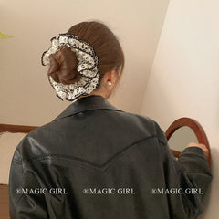 French Style Black White Boucles Knit Scrunchies Hairband Exquisite Hair Tie for Women Elegant Versatile Hair Accessories