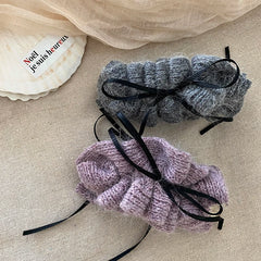 Fashion Ribbon Bowknot Solid Color Winter Hair Clips for Girls Trendy Elegant Banana Clips for Women Ladies Hair Accessories