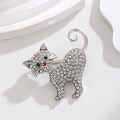 Fashion Cat Glitter Rhinestone Puppy Sweet Brooches for Girls Stylish Animals Pins Jewelry for Women Ladies Accessories Chic