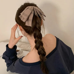 Women New Design Plaid Bow Banana Clips Fashion Stylish Elegant Customized in Stock Bulk Order Hairpins Accessories for Holiday