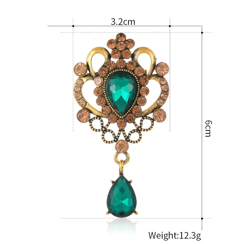 Fashion Vintage Rhinestone Glitter Sparking Brooches for Girls Elegant Retro Pins Jewelry for Women Ladies Accessories Wholesale