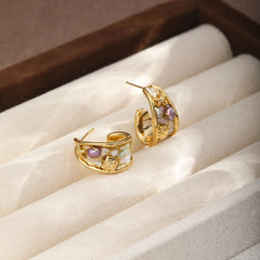 Fashion Freshwater Pearl Crushed Shell S925 Silver Earrings for Girls Vintage Jewelry for Women Ladies Wholesale China Factory
