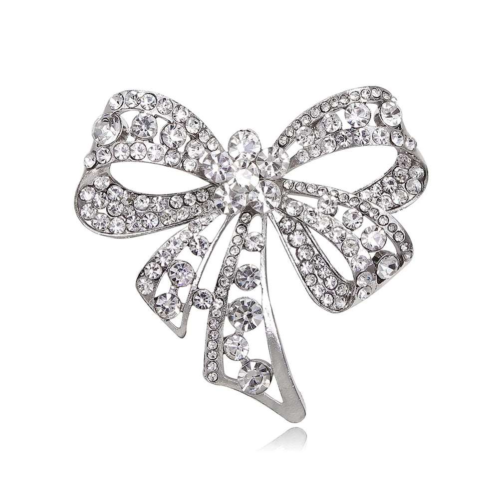 Fashion Bowknot Rhinestone Glitter Trendy Brooches for Girls Sweet Cute Elegant Jewelry for Women Ladies Accessories Wholesale