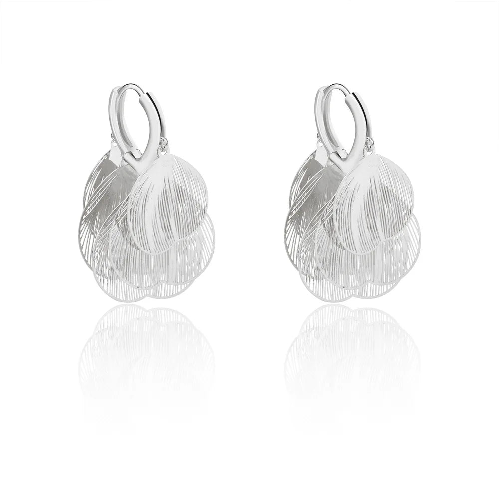 Female Tassel Earrings Women Super Fairy Hollow Metal Petal Earrings Fashionable Design Luxury High-end Elegant Earrings New