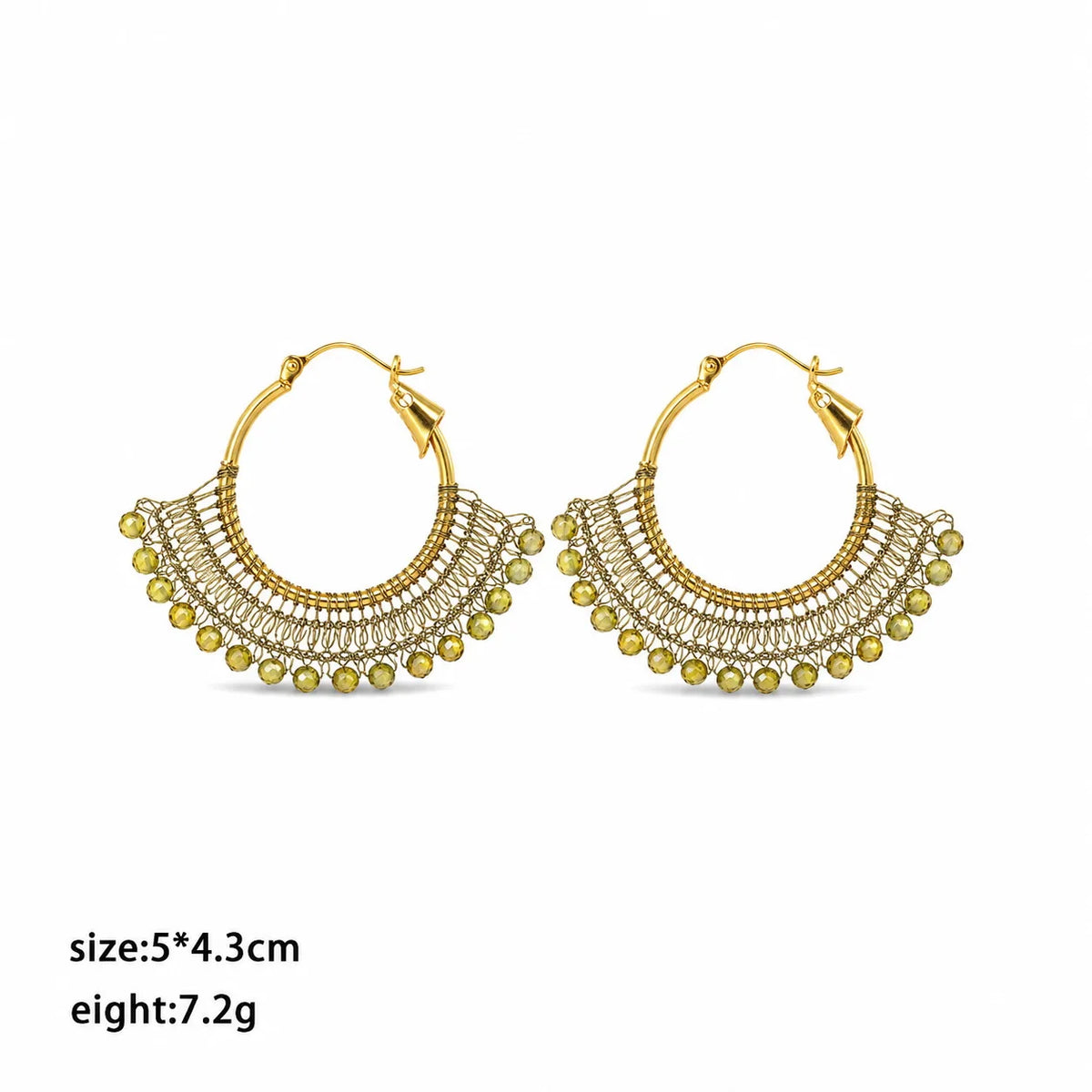 Female Vintage Elegant Zircon Natural Stone Copper Wire Hoop Earring Mixed Order Accepted in Stock Jewelry for Women Party Use