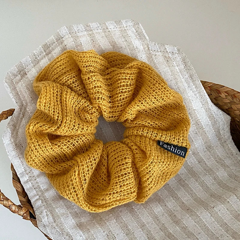 Women Solid Color High Elastic X-Large Hair Ties Fashion Elegant Autumn Winter Warm Bulk in Stock Ponytail Scrunchies for Female