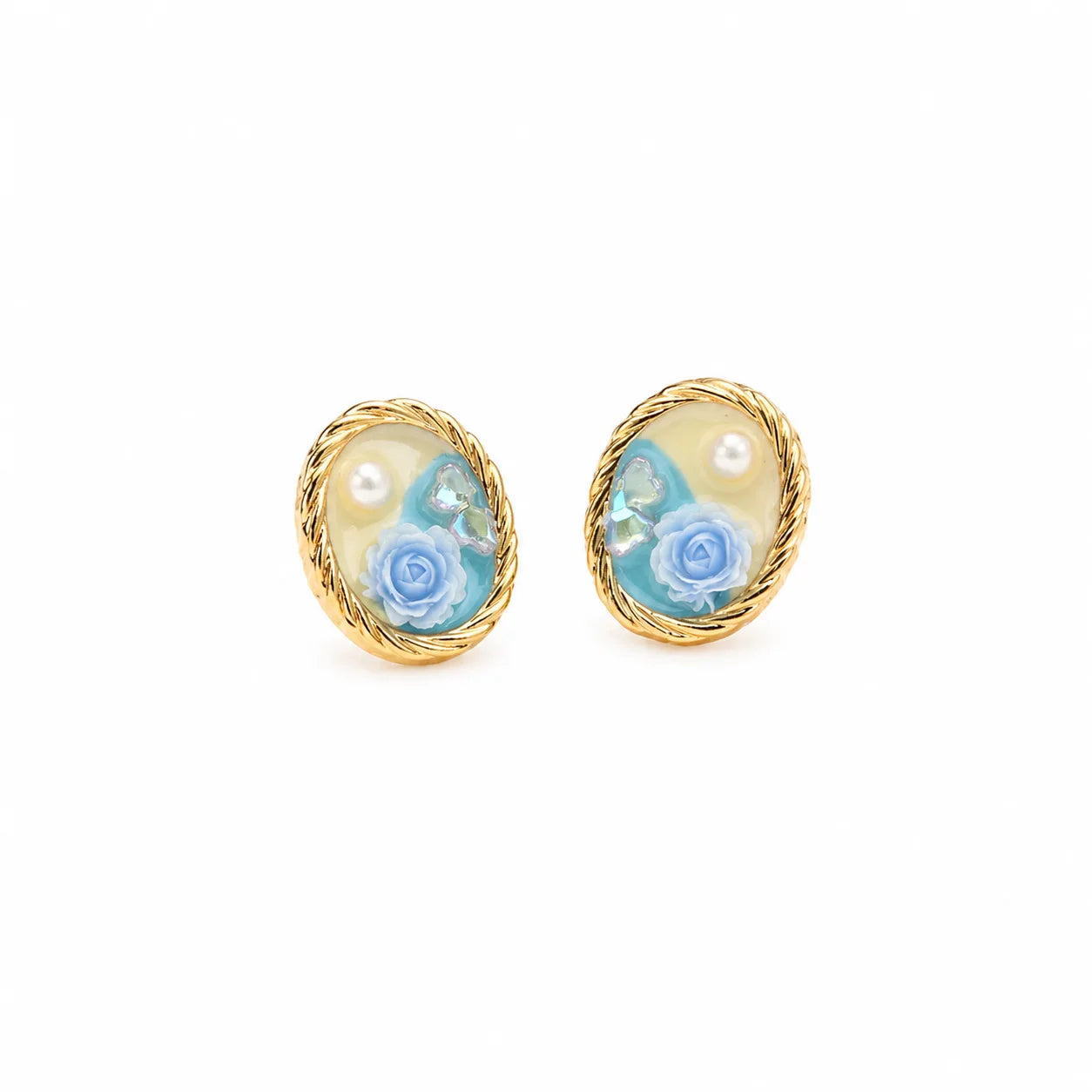 Ladies Drip Glaze Hand-Painted Graffiti 18k Gold-plated S925 Silver Flower Stud Earring Fashion Elegant Low MOQ in Stock Jewelry