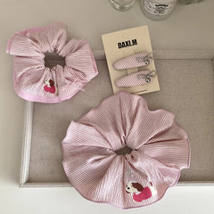 Fashion Cute Stripe Puppy Animals Bowknot Scrunchies for Baby Girls Simple Hair Ties for Kids Children Hair Accessories in Stock