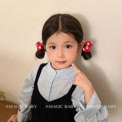 Sweet Simple Polka Dot Bowknot Scrunchies for Baby Girls Kawaii Sweet Trendy Hair Clips for Kids Children Hair Accessories