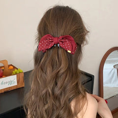 Fashion Bowknot Polka Dot Hair Clips for Girls Sweet Elegant Trendy Banana Clips for Women Ladies Hair Accessories in Stock