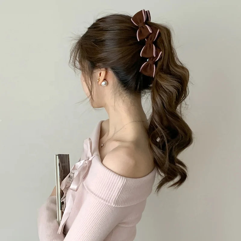 Fashion Simple Bowknot Vintage Hair Clips for Girls Autumn Winter Elegant Banana Clips for Women Ladies Hair Accessories Chic